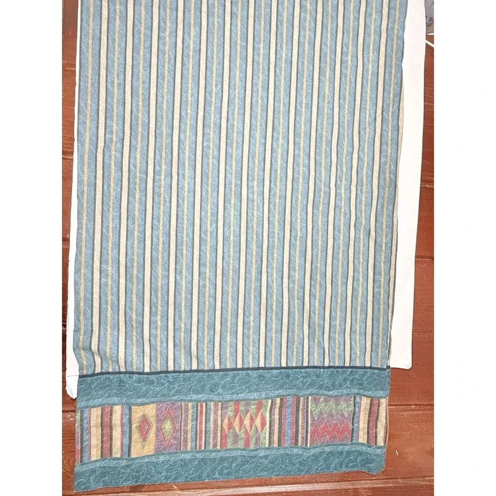 JCPenney Sheet Set Southwestern KING Vtg Teal Marble Stripes Geometric Tribal